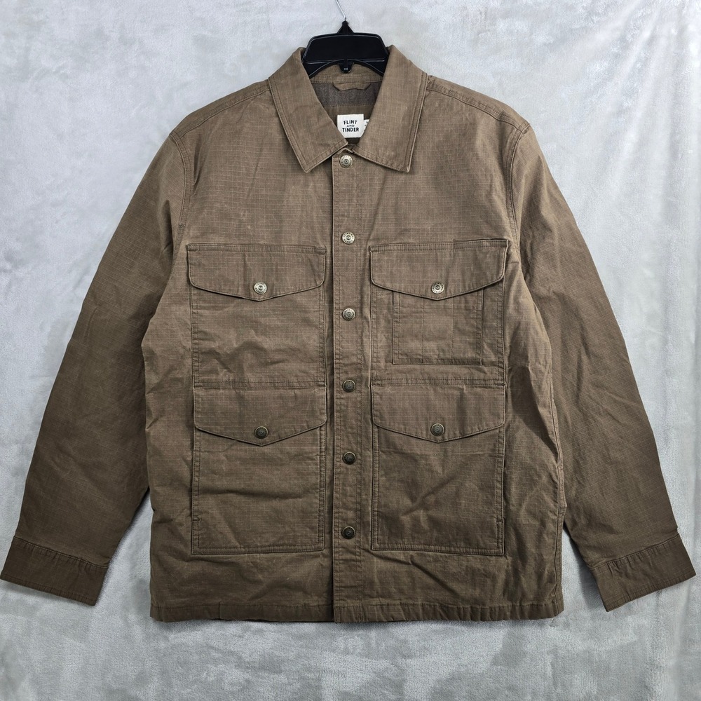 Flint and Tinder‎ Mens Brown Cotton Waxed Field Jacket Size Medium Ripstop new